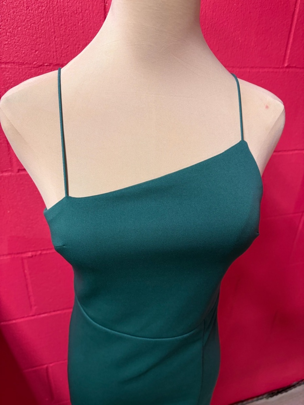 Emerald Green Asymmetrical Slip Dress Size Small Spaghetti Strap - Picture 5 of 7